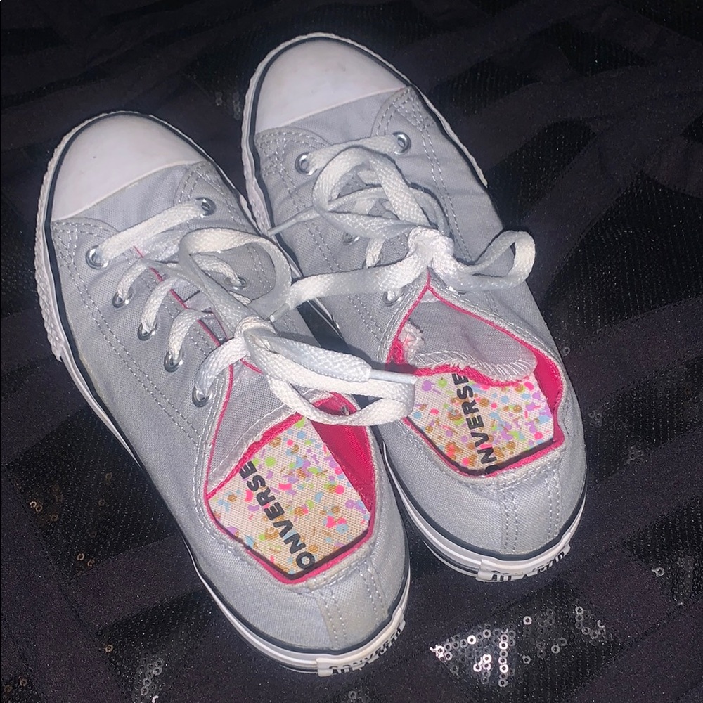 Converse Gray and Pink Canvas Sneakers Low-Top Casual